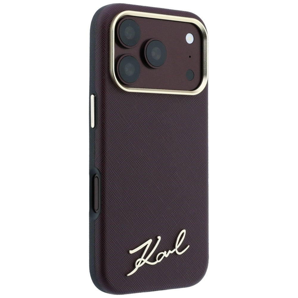 Karl Lagerfeld iPhone 17 Pro Max/iPhone 18 Pro Max Cover Saffiano Script Logo Burgundy