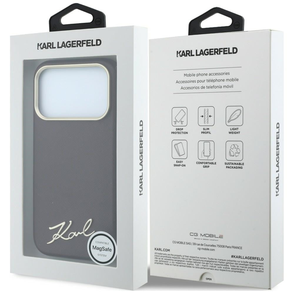 Karl Lagerfeld iPhone 17 Pro Max/iPhone 18 Pro Max Cover Saffiano Script Logo Burgundy