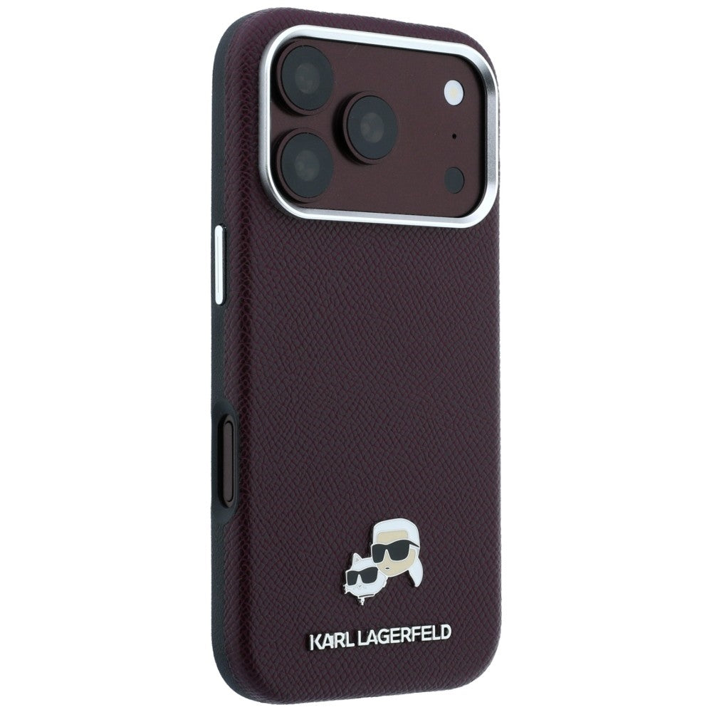Karl Lagerfeld iPhone 17 Pro/iPhone 18 Pro Cover Grained Heads Burgundy