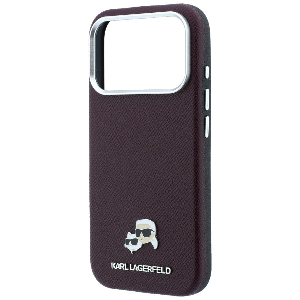 Karl Lagerfeld iPhone 17 Pro/iPhone 18 Pro Cover Grained Heads Burgundy