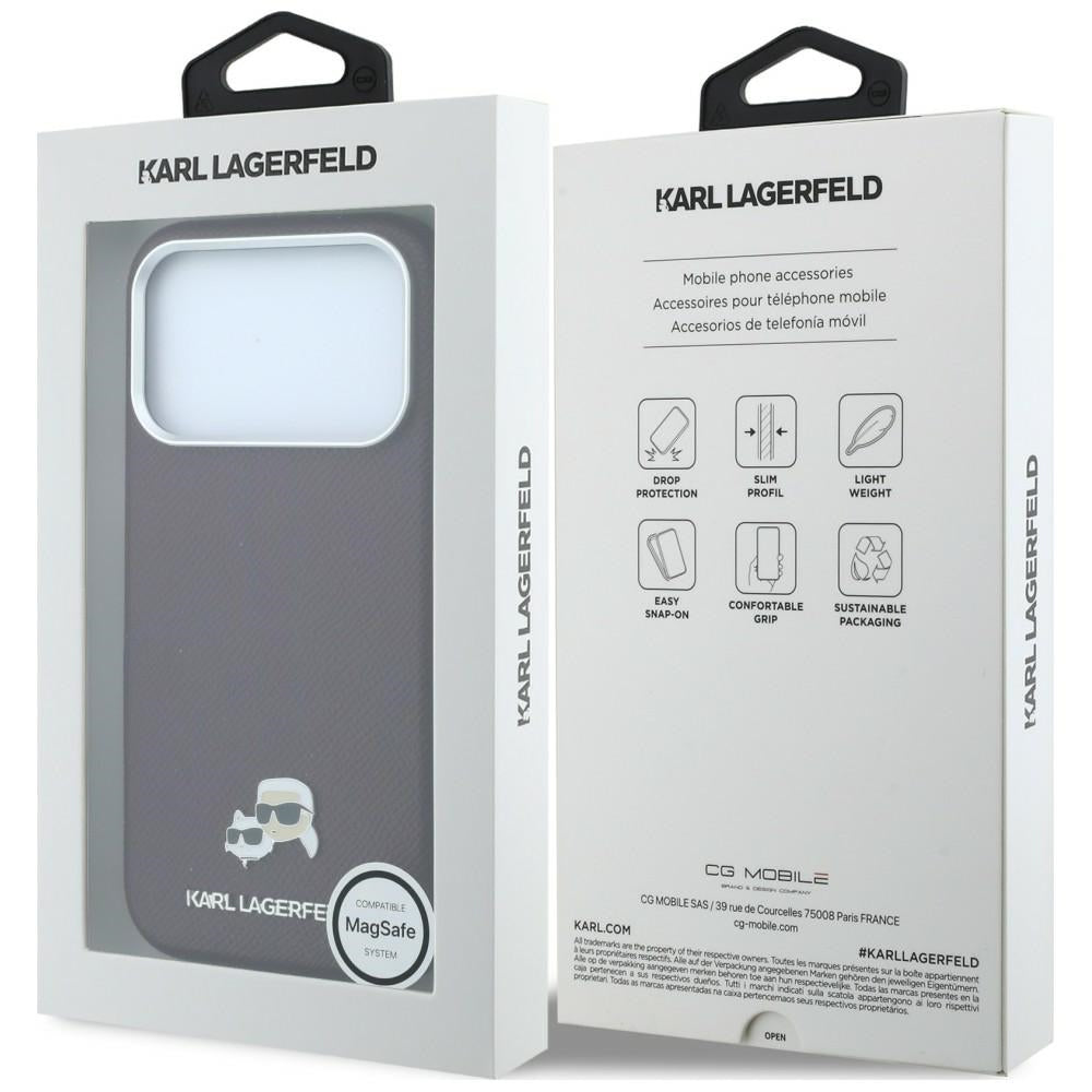 Karl Lagerfeld iPhone 17 Pro/iPhone 18 Pro Cover Grained Heads Burgundy
