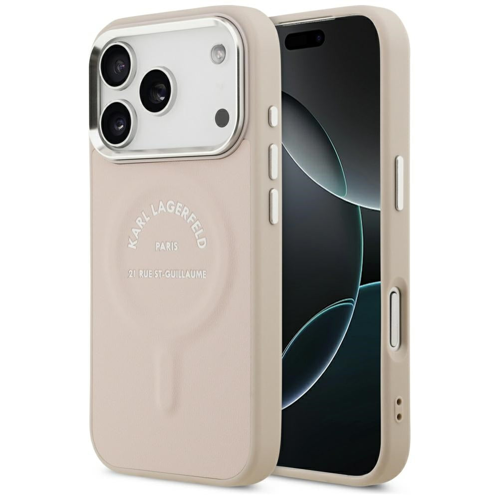 Karl Lagerfeld iPhone 17 Pro Max/iPhone 18 Pro Max Cover Embossed Ring RSG Logo Lyserød