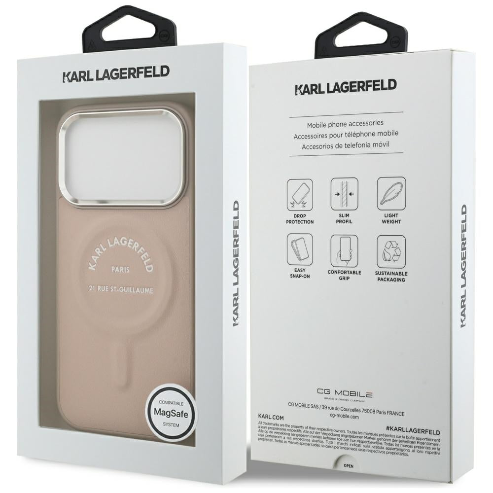 Karl Lagerfeld iPhone 17 Pro Max/iPhone 18 Pro Max Cover Embossed Ring RSG Logo Lyserød