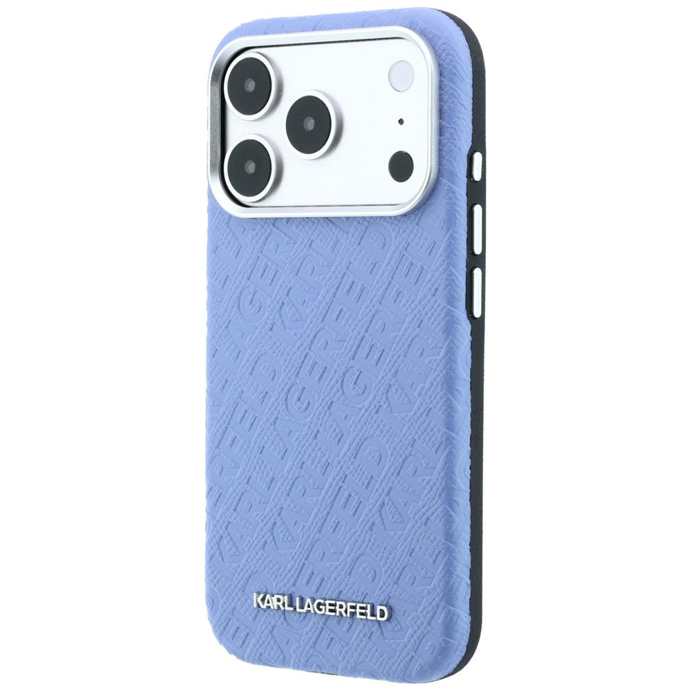 Karl Lagerfeld iPhone 17 Pro Max/iPhone 18 Pro Max Cover Grained Allover Logo Blå