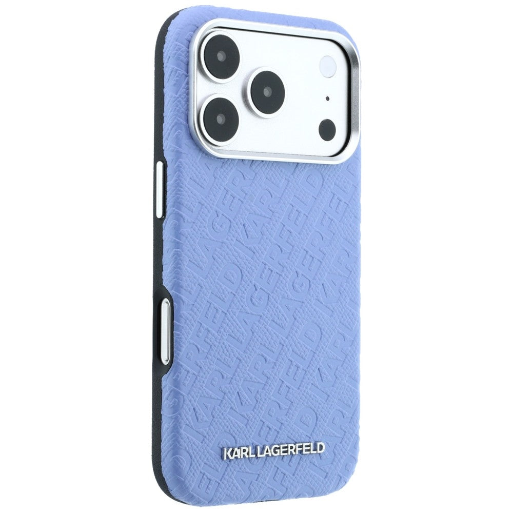 Karl Lagerfeld iPhone 17 Pro Max/iPhone 18 Pro Max Cover Grained Allover Logo Blå