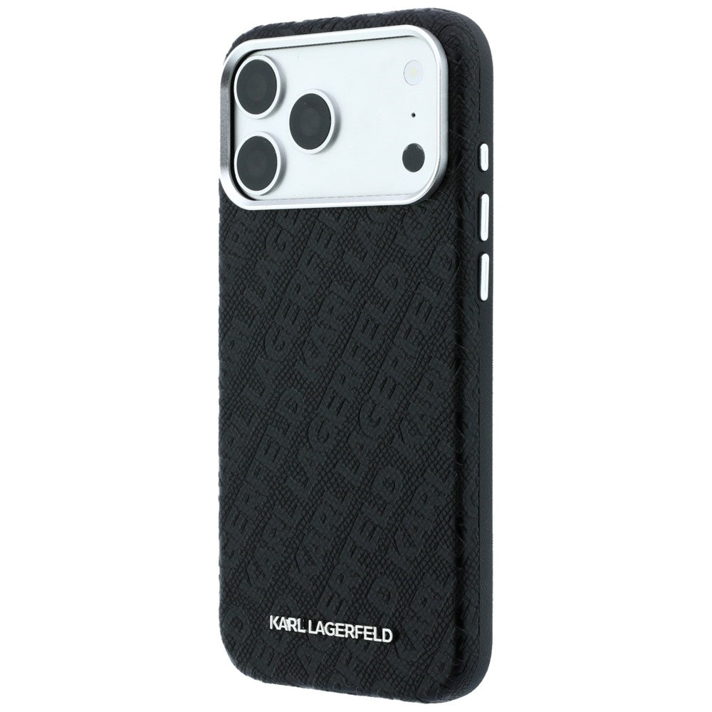 Karl Lagerfeld iPhone 17 Pro Max/iPhone 18 Pro Max Cover Grained Allover Logo Sort