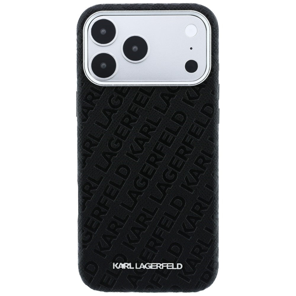 Karl Lagerfeld iPhone 17 Pro Max/iPhone 18 Pro Max Cover Grained Allover Logo Sort