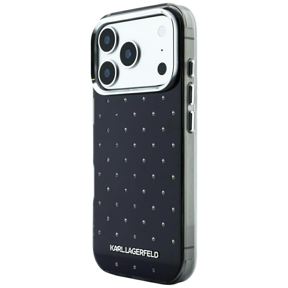 Karl Lagerfeld iPhone 17 Pro/iPhone 18 Pro Cover Rhinestones Electroplated Logo Sort
