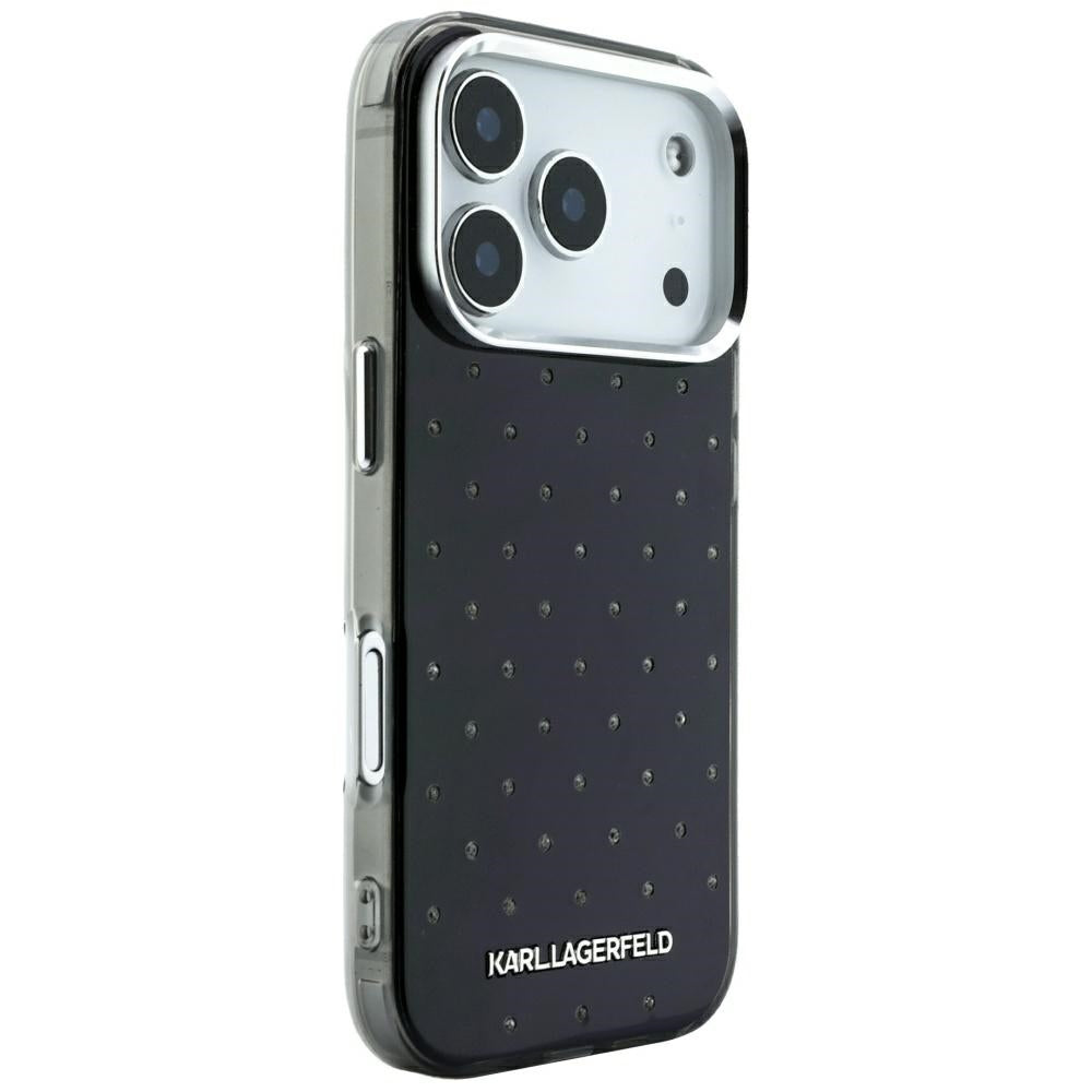 Karl Lagerfeld iPhone 17 Pro/iPhone 18 Pro Cover Rhinestones Electroplated Logo Sort