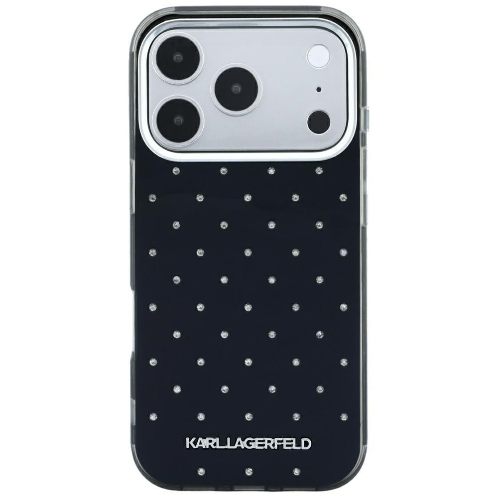 Karl Lagerfeld iPhone 17 Pro Max/iPhone 18 Pro Max Cover Rhinestones Electroplated Logo Sort