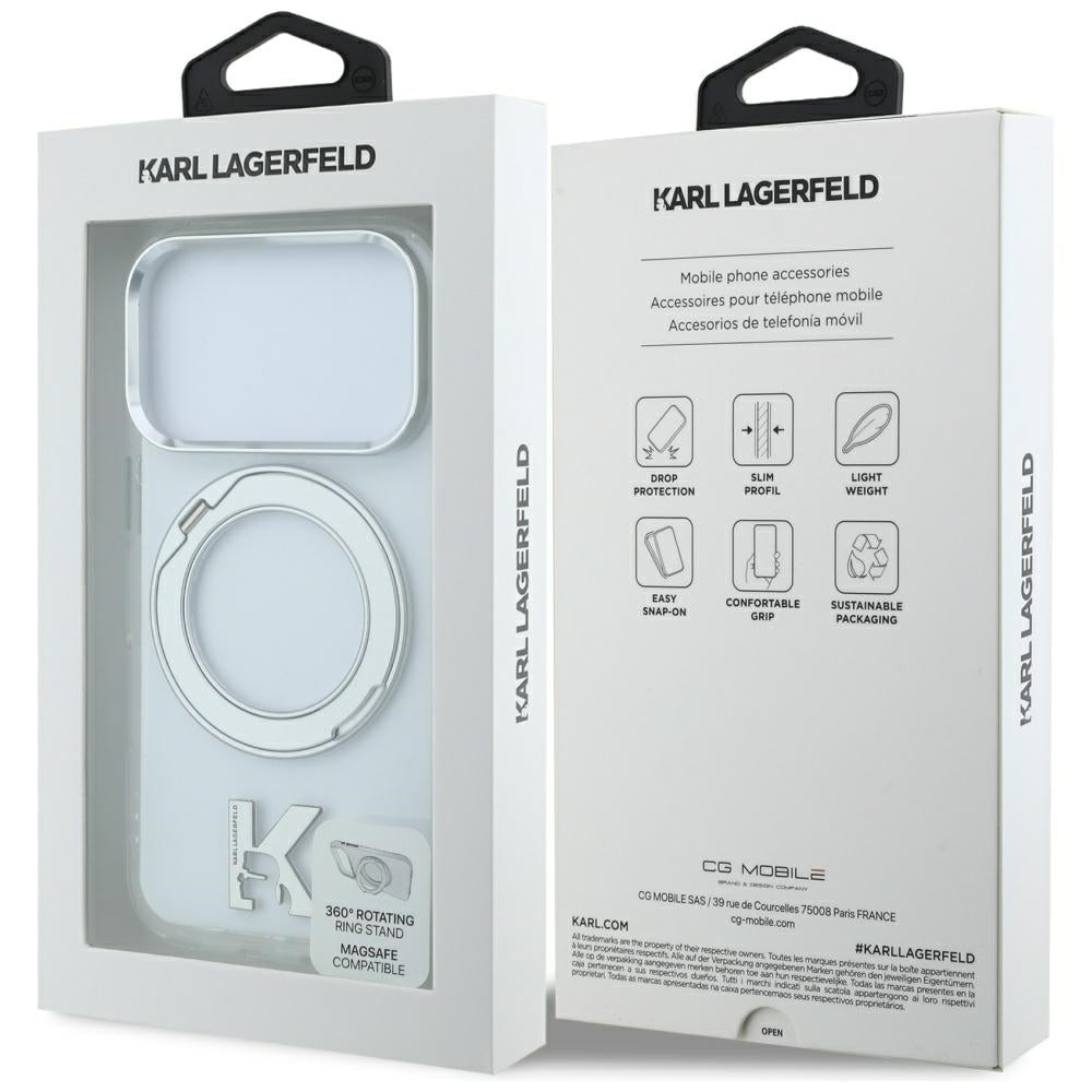 Karl Lagerfeld iPhone 17 Pro Max/iPhone 18 Pro Max Cover Ring Stand Kameo Klar