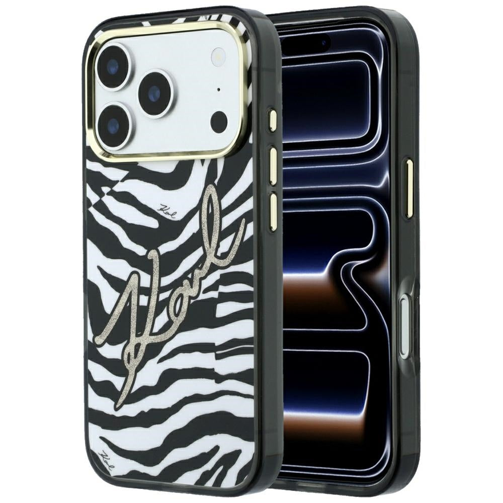 Karl Lagerfeld iPhone 17 Pro Max/iPhone 18 Pro Max Cover Zebra Glitter Guld