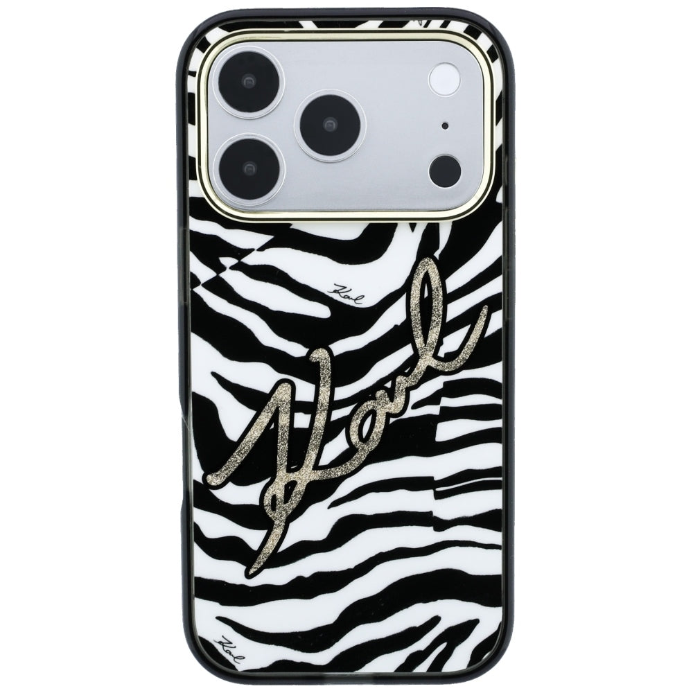 Karl Lagerfeld iPhone 17 Pro Max/iPhone 18 Pro Max Cover Zebra Glitter Guld