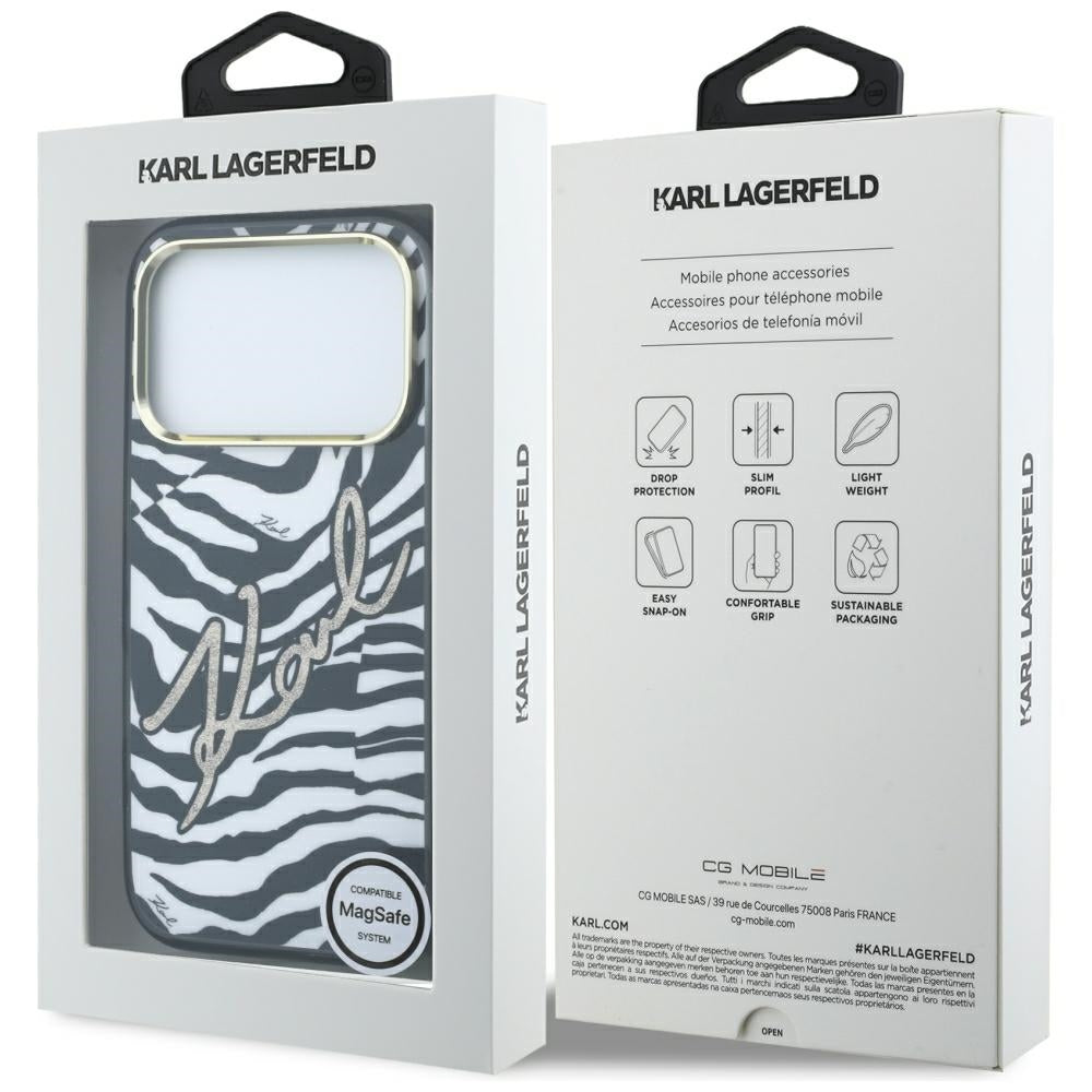 Karl Lagerfeld iPhone 17 Pro Max/iPhone 18 Pro Max Cover Zebra Glitter Guld
