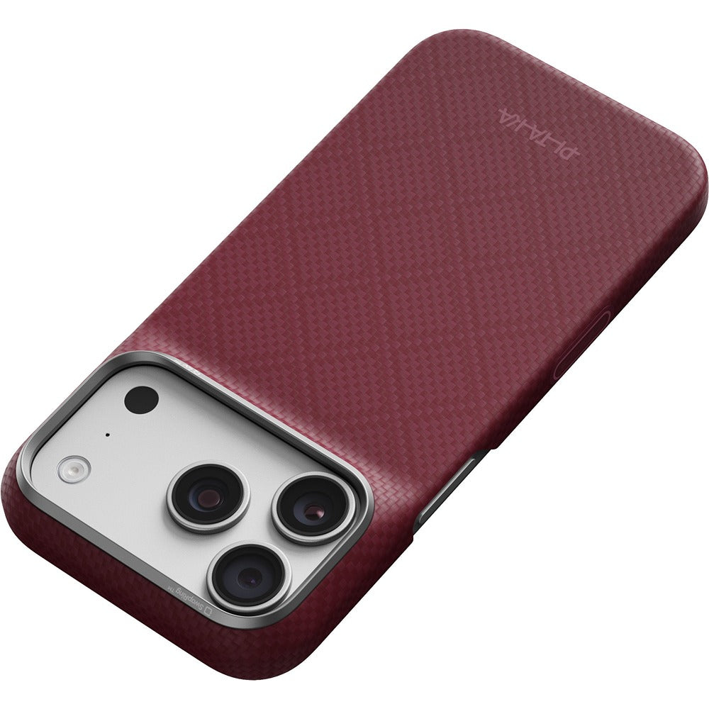 Pitaka iPhone 17 Pro/iPhone 18 Pro Cover Edge MagSafe Argyle Burgundy
