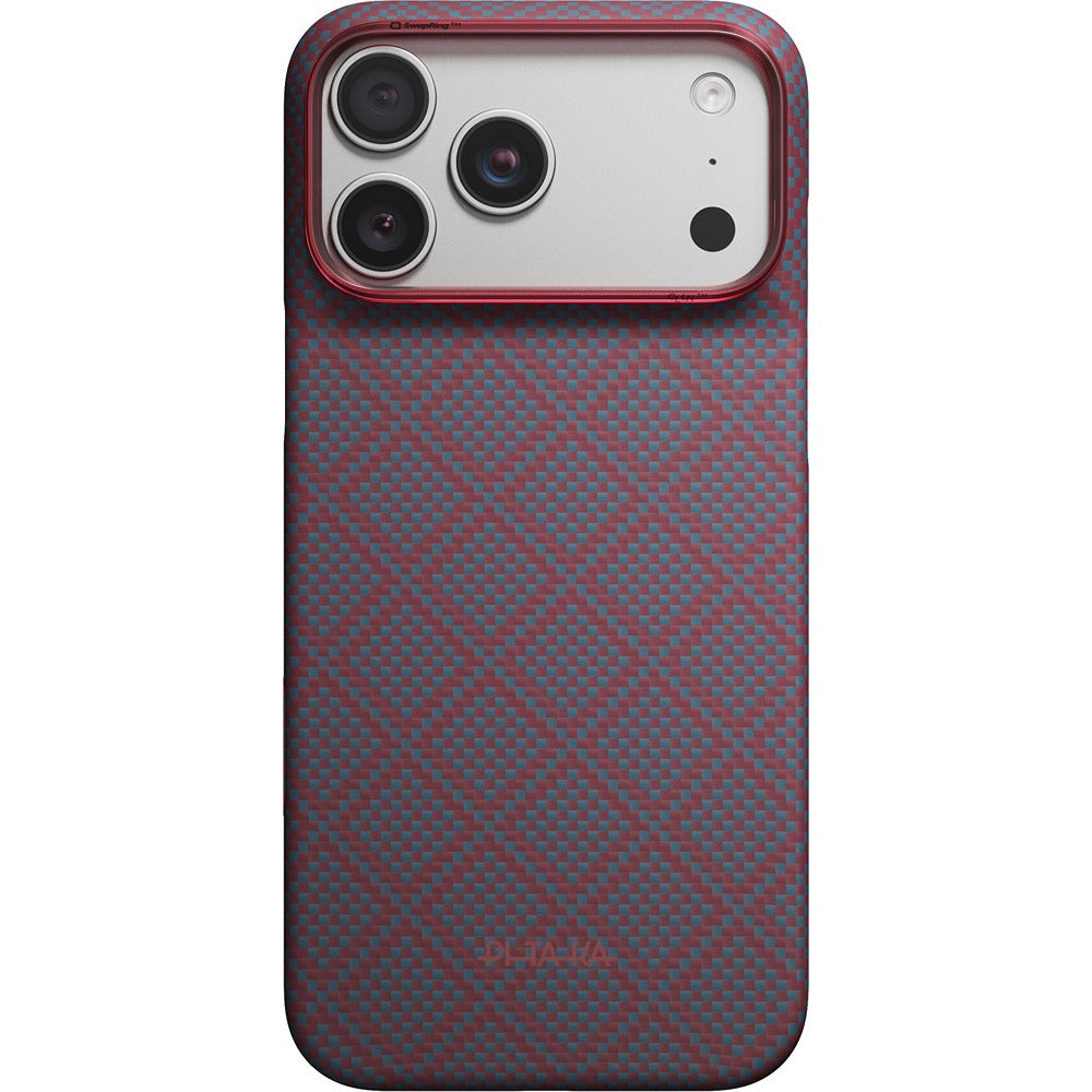 Pitaka iPhone 17 Pro Max/iPhone 18 Pro Max Cover Edge MagSafe Argyle Blue's Red