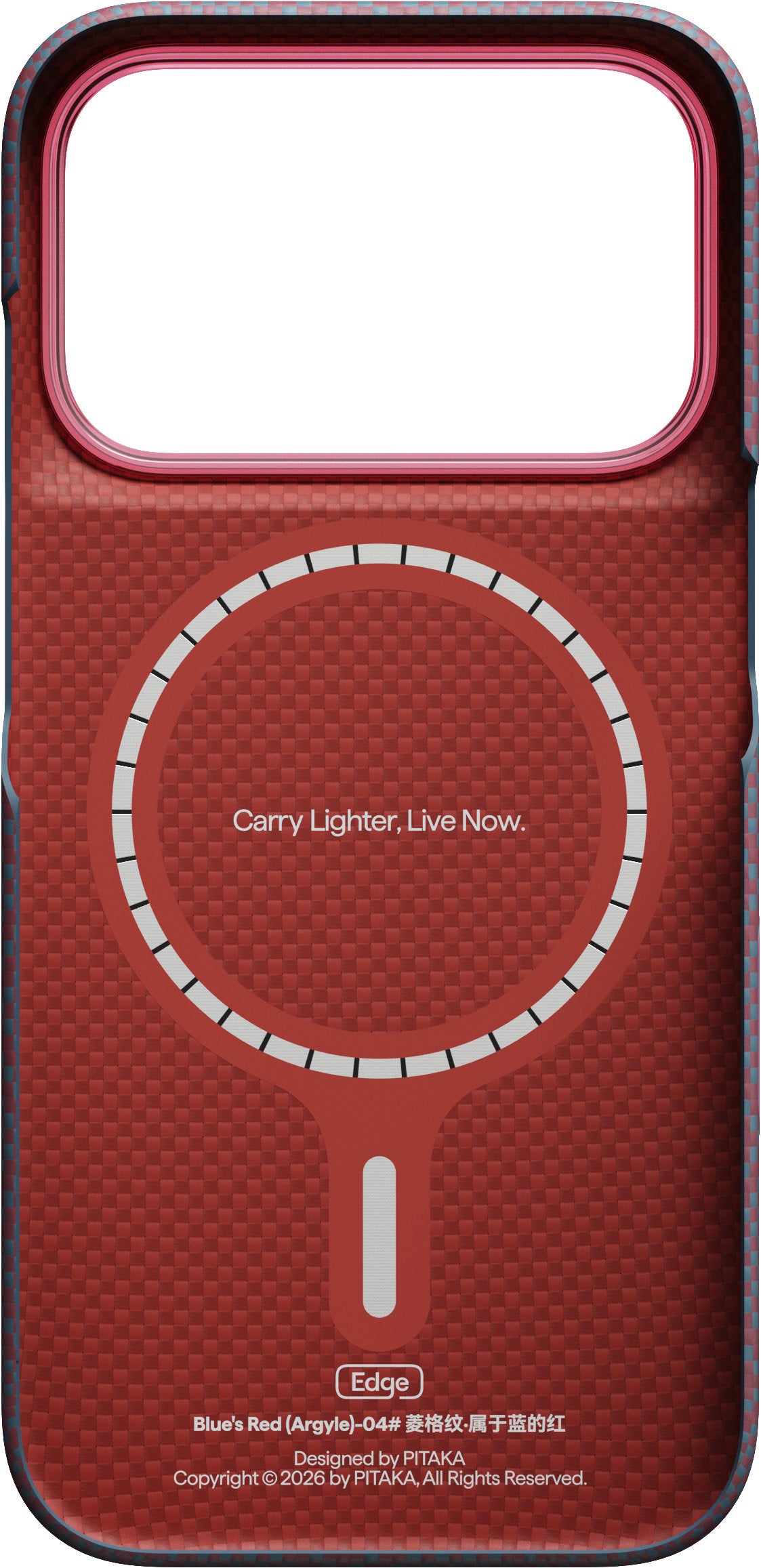 Pitaka iPhone 17 Pro/iPhone 18 Pro Cover Edge MagSafe Argyle Blue's Red