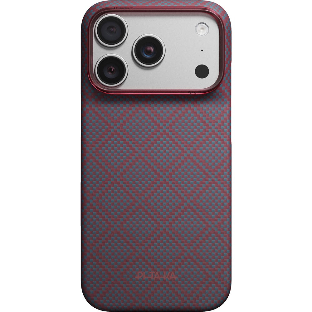Pitaka iPhone 17 Pro/iPhone 18 Pro Cover Edge MagSafe Argyle Blue's Red