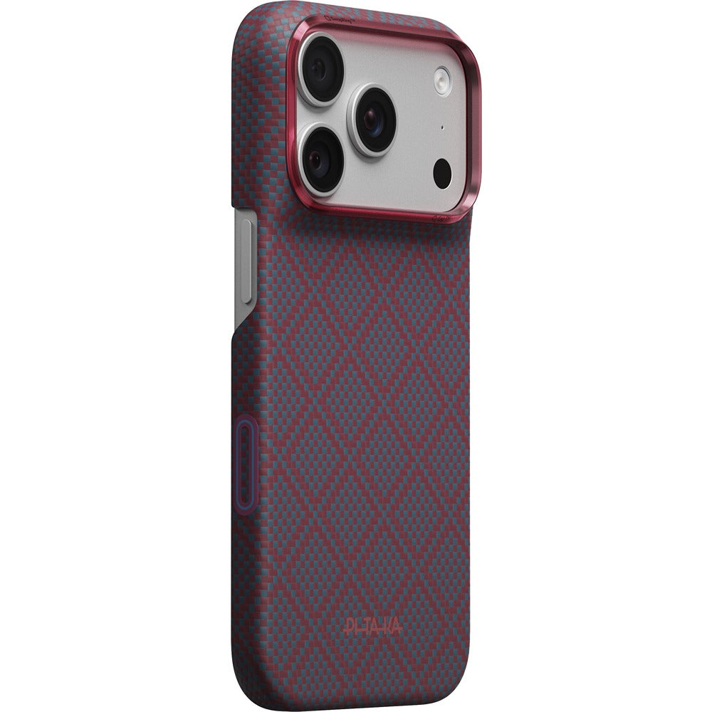 Pitaka iPhone 17 Pro/iPhone 18 Pro Cover Edge MagSafe Argyle Blue's Red