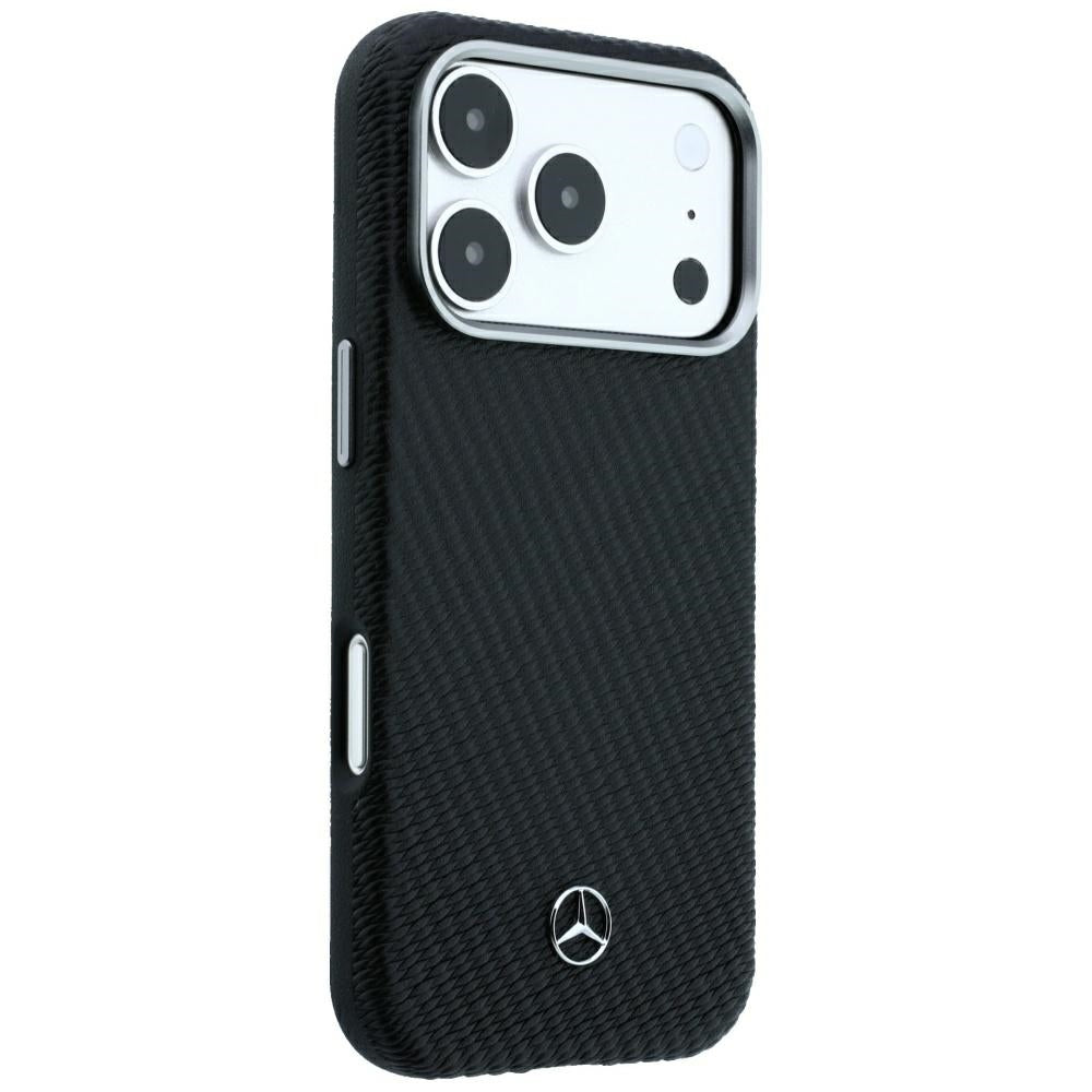 Mercedes Benz iPhone 17 Pro/iPhone 18 Pro Cover i læder med træeffekt Sort