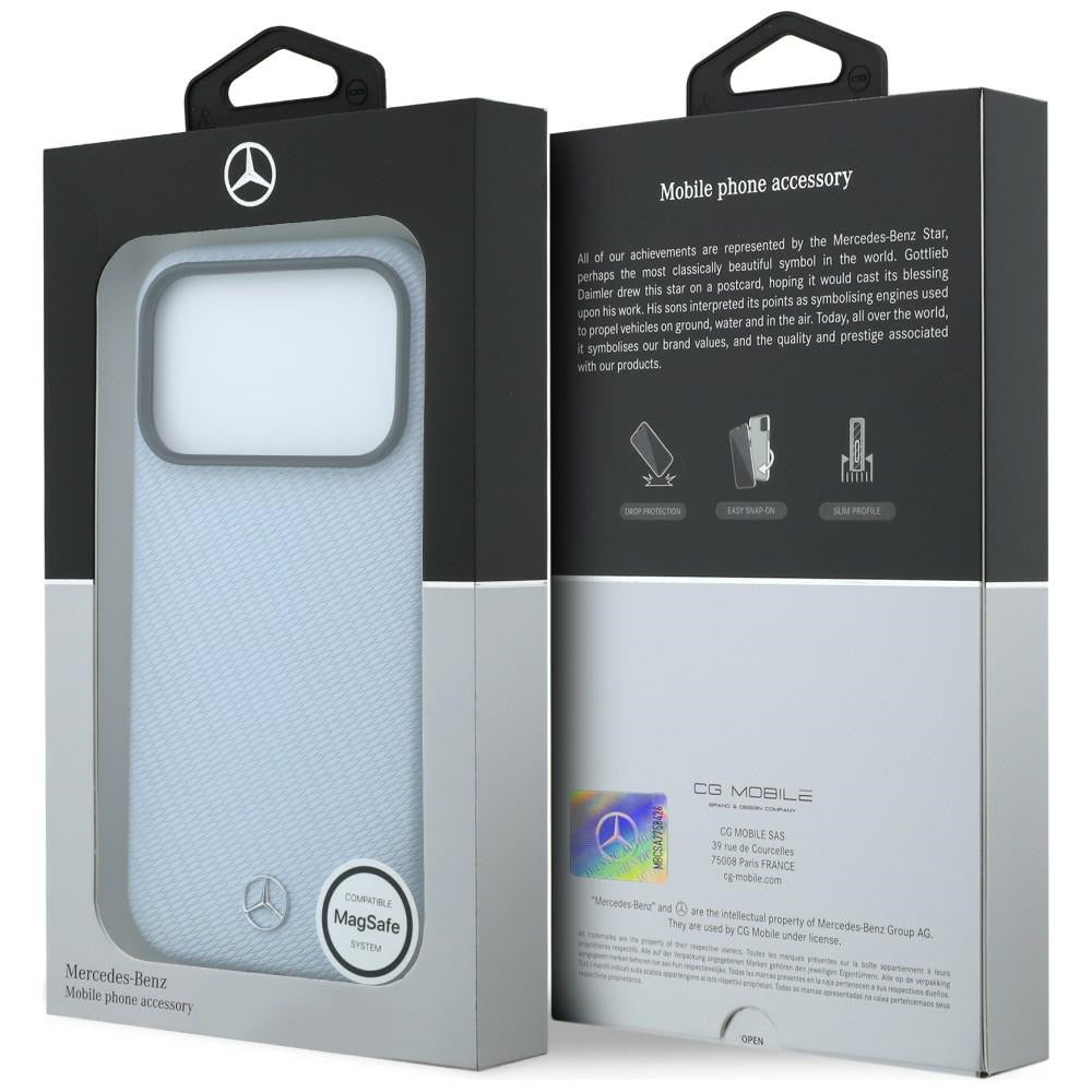 Mercedes Benz iPhone 17 Pro Max/iPhone 18 Pro Max Cover i læder med træeffekt Blå