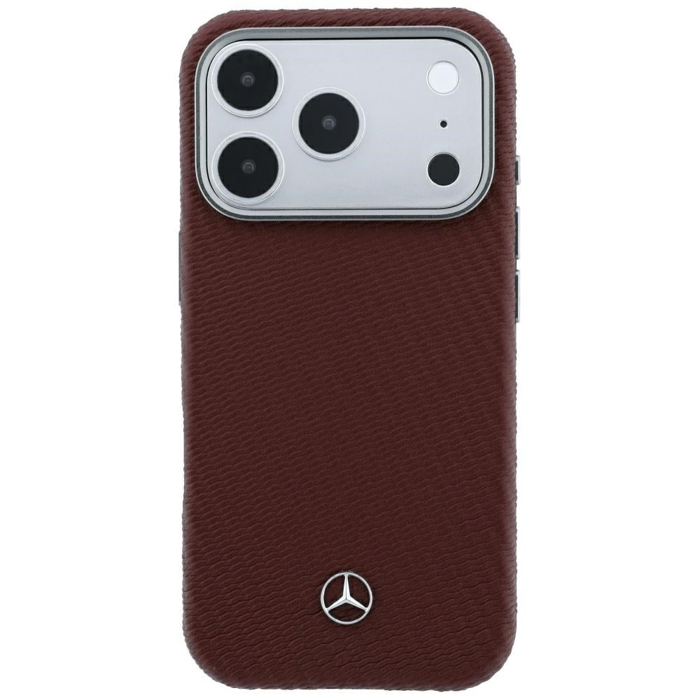 Mercedes Benz iPhone 17 Pro/iPhone 18 Pro Cover i læder med træeffekt, bordeauxrød