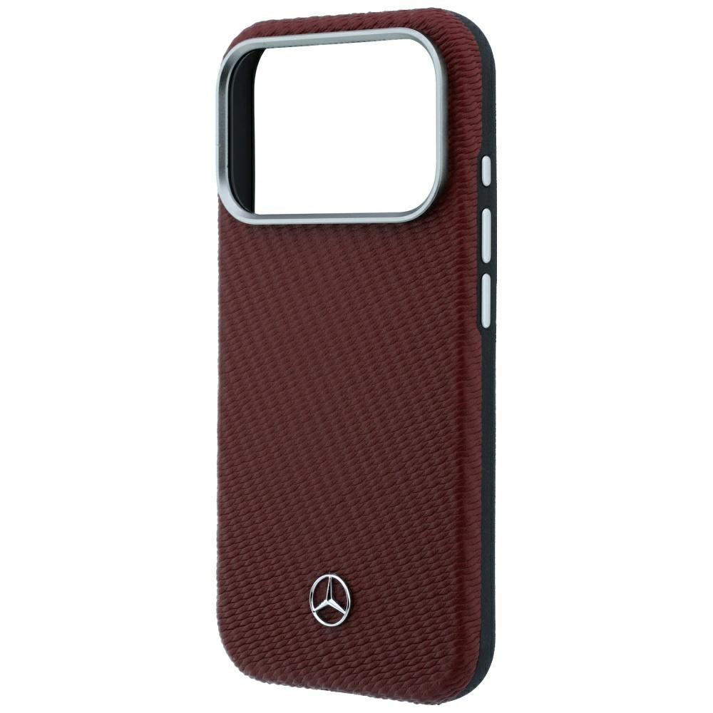 Mercedes Benz iPhone 17 Pro Max/iPhone 18 Pro Max Cover i læder med træeffekt, bordeaux