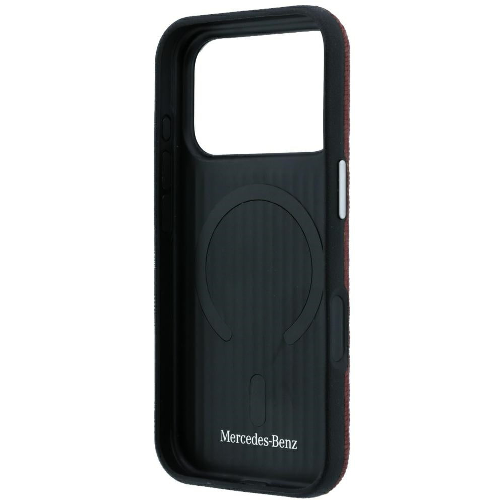Mercedes Benz iPhone 17 Pro Max/iPhone 18 Pro Max Cover i læder med træeffekt, bordeaux