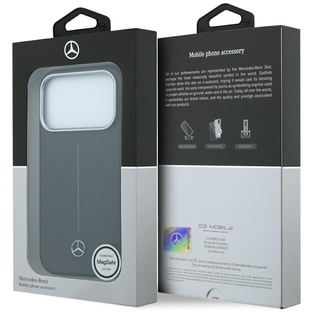 Mercedes Benz iPhone 17 Pro Max/iPhone 18 Pro Max Cover Leather Iconic Line Sort