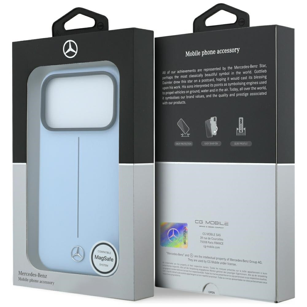Mercedes Benz iPhone 17 Pro/iPhone 18 Pro Cover Leather Iconic Line Blå
