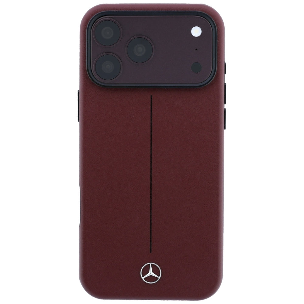 Mercedes Benz iPhone 17 Pro Max/iPhone 18 Pro Max Cover Leather Iconic Line Burgundy