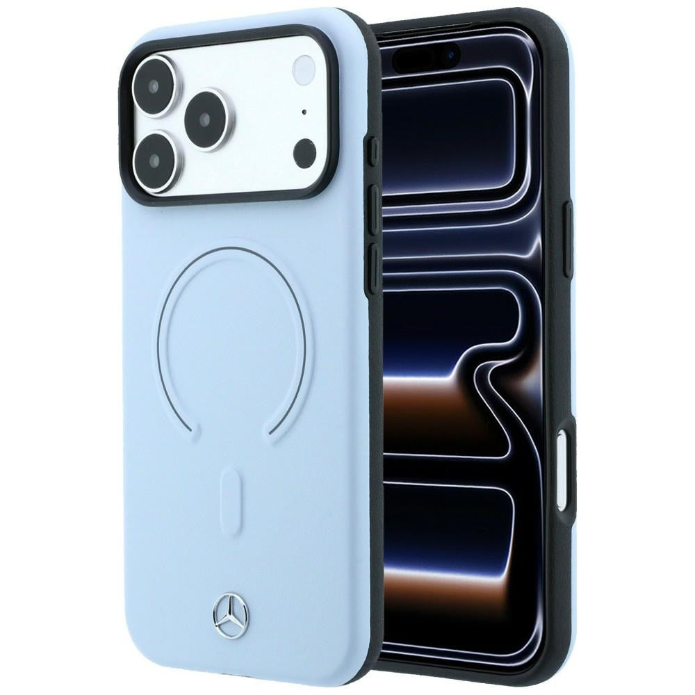 Mercedes Benz iPhone 17 Pro Max/iPhone 18 Pro Max Cover i læder med 3D MagSafe Blå