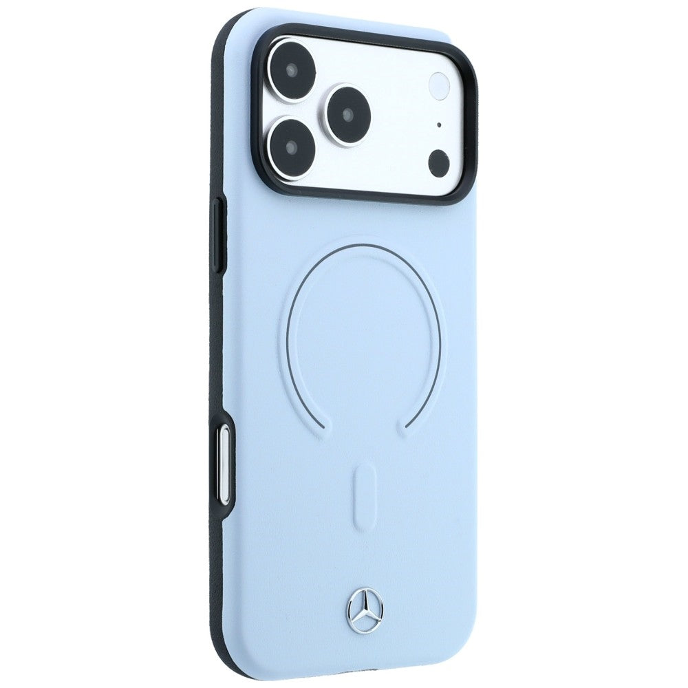 Mercedes Benz iPhone 17 Pro Max/iPhone 18 Pro Max Cover i læder med 3D MagSafe Blå
