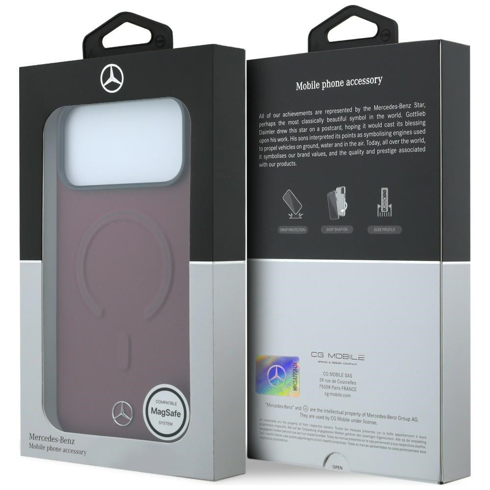 Mercedes Benz iPhone 17 Pro/iPhone 18 Pro Cover i læder, 3D MagSafe, bordeauxrød