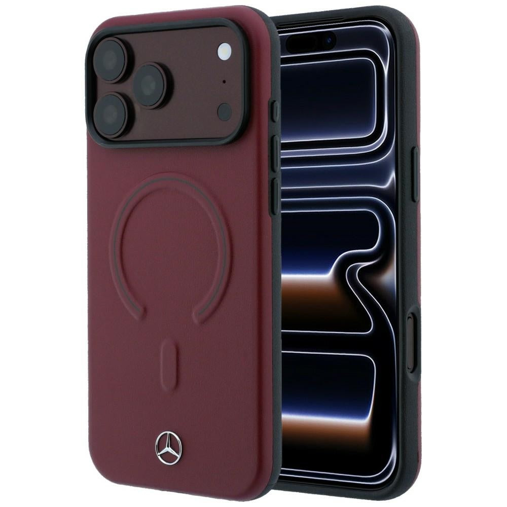 Mercedes Benz iPhone 17 Pro Max/iPhone 18 Pro Max Cover i læder med 3D MagSafe, bordeauxrød