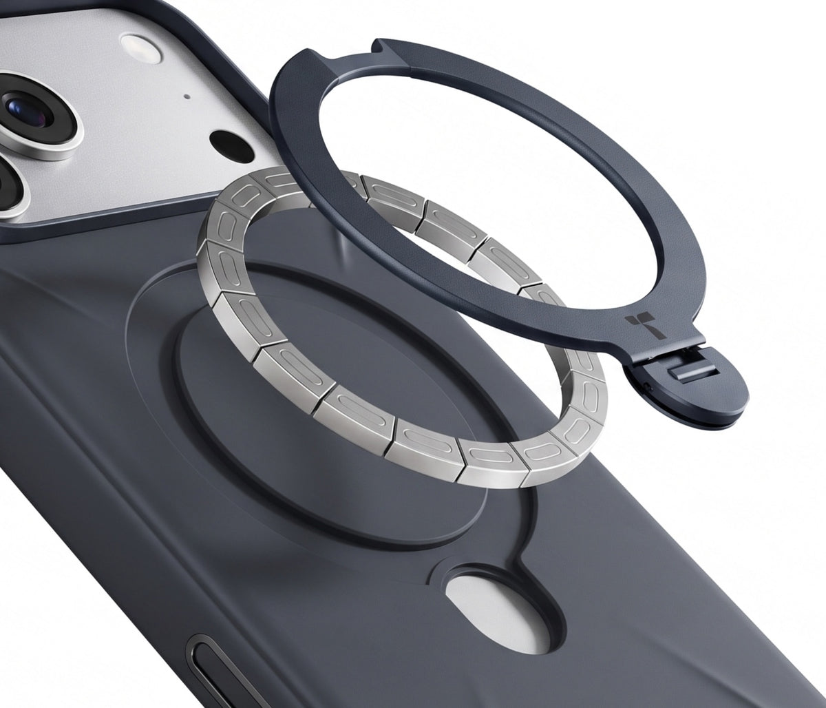 Torras iPhone 18 Pro Max Cover Ostand Q3 Silicone Sort