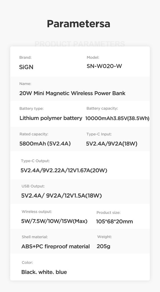 SiGN MagSafe-powerbank 10 000 mAh 20W Hvid