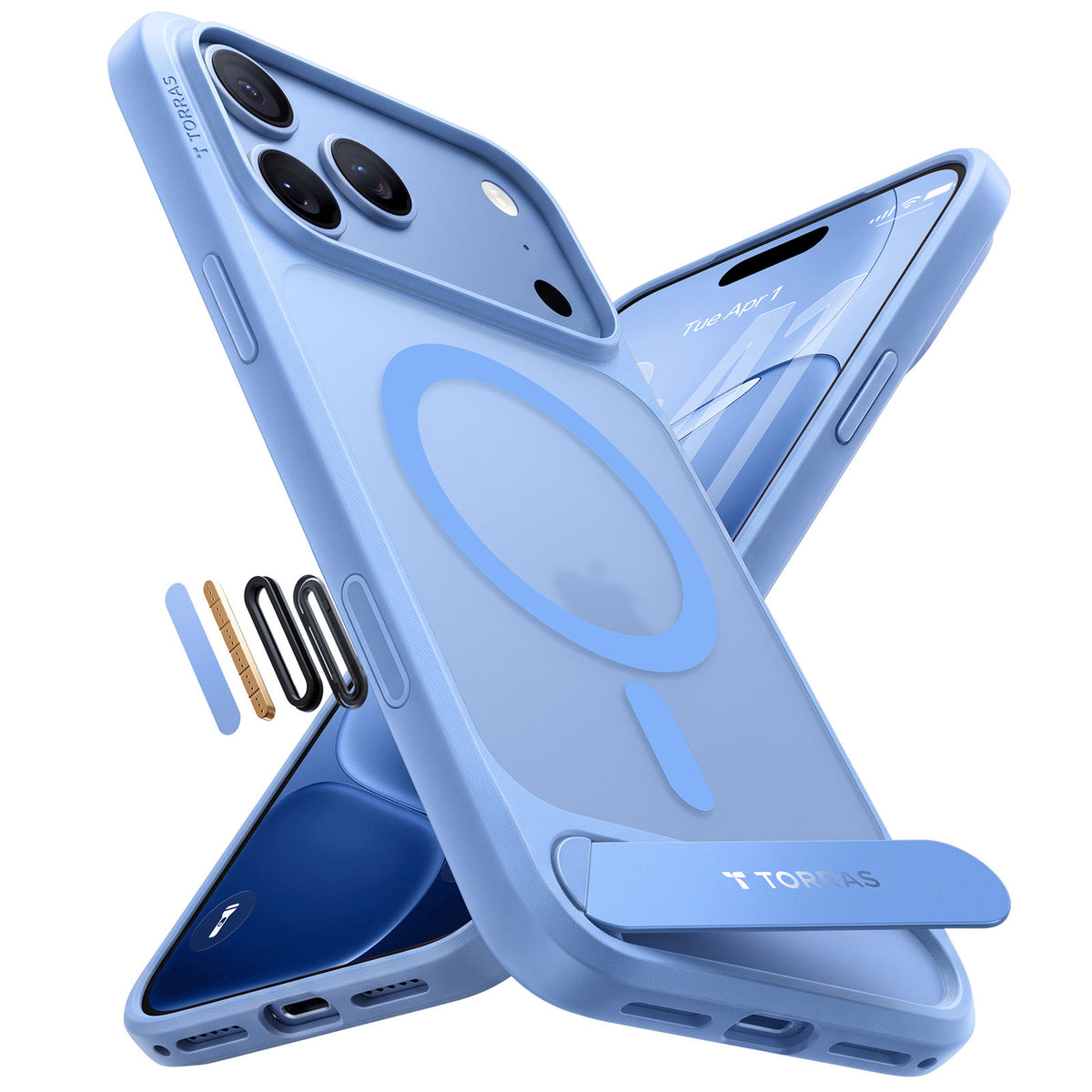 Torras iPhone 18 Pro Max Cover Ostand L1 Blå