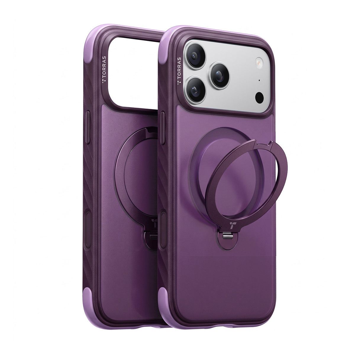 Torras iPhone 18 Pro Cover Ostand Q3 Rugged Plum Purple