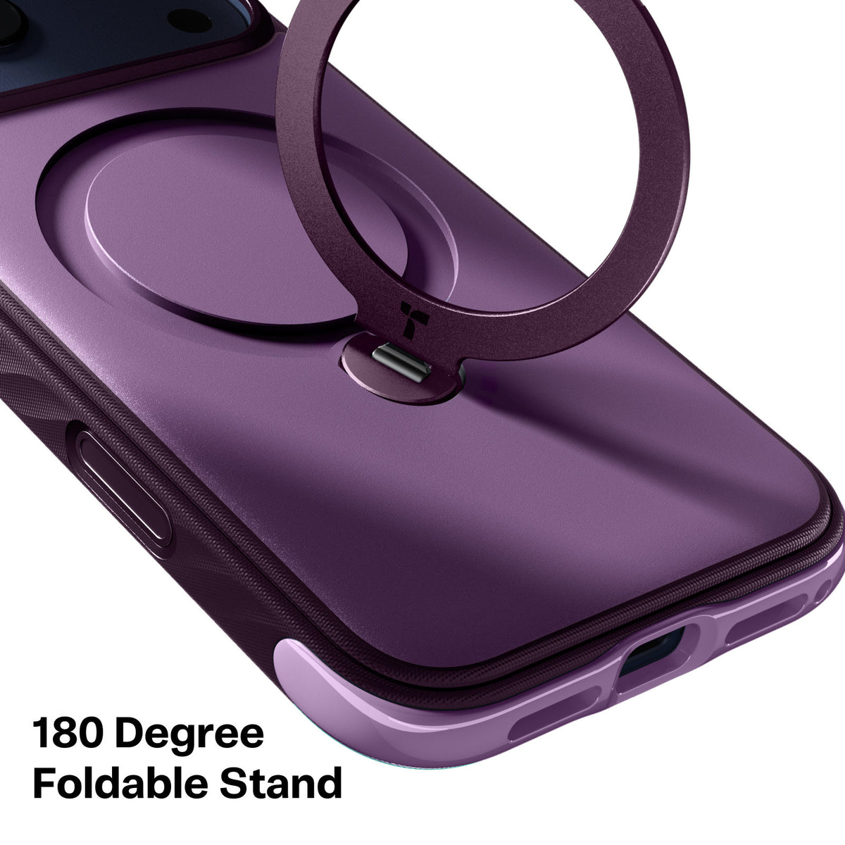 Torras iPhone 18 Pro Cover Ostand Q3 Rugged Plum Purple