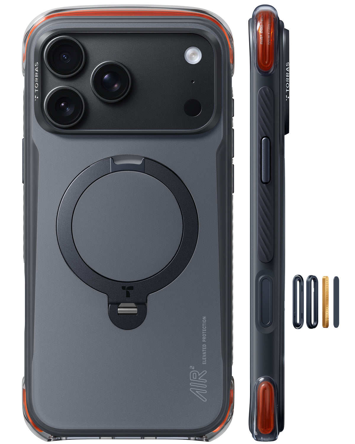 Torras iPhone 18 Pro Cover Ostand Q3 Air Pro Obsidian Core