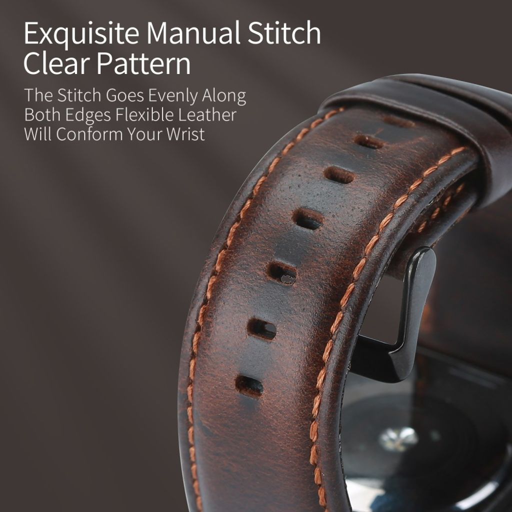 Dux Ducis Apple Watch 44/45/46mm/Ultra 49mm Armbånd Ægte Læder Mørkebrun