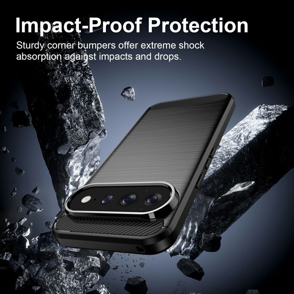 Google Pixel 11 Pro XL Cover Børstet Kolfibertekstur Sort