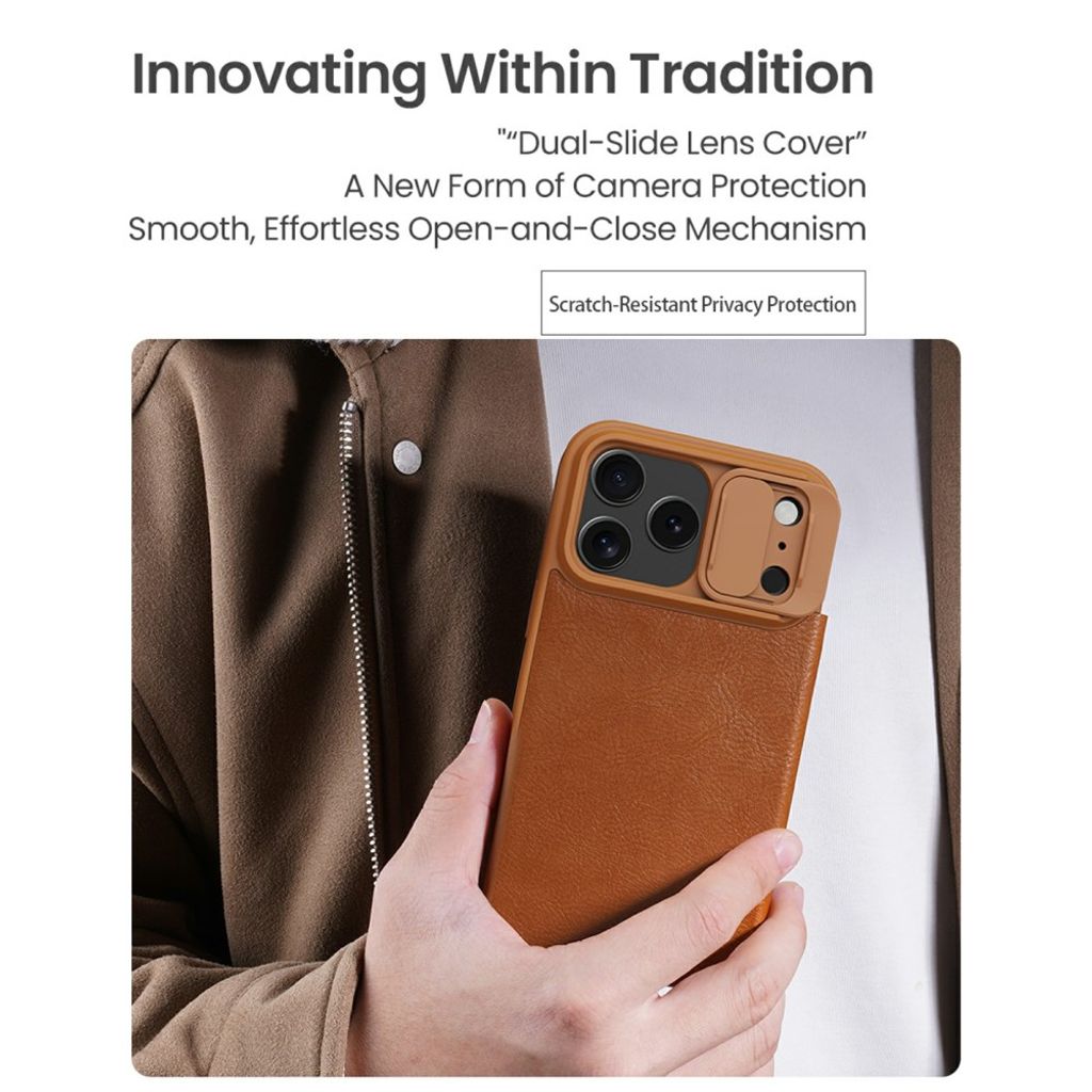 Nillkin iPhone 17 Pro/iPhone 18 Pro Etui Qin Pro Sort