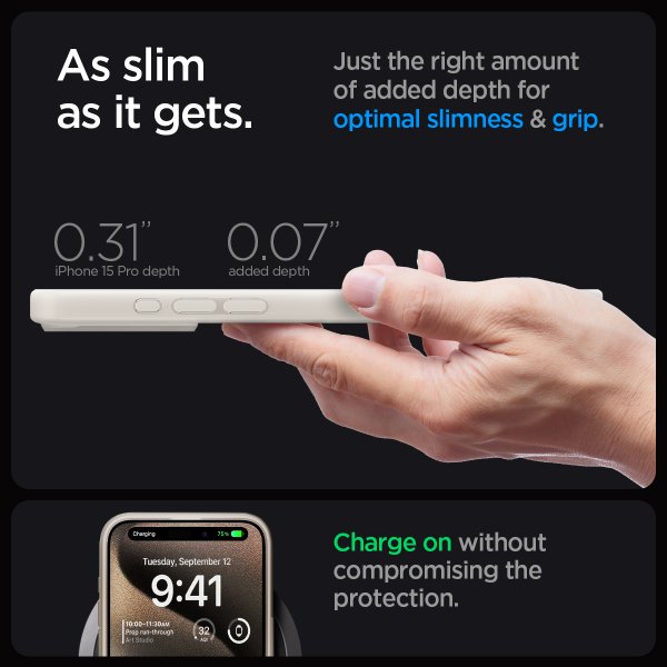 Spigen iPhone 15 Pro Cover Ultra Hybrid MagFit Frost Natural Titanium