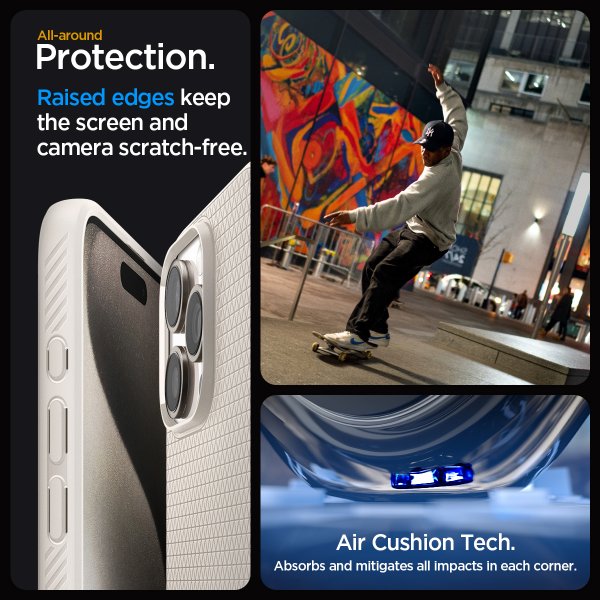 Spigen iPhone 15 Pro Cover Liquid Air Natural Titanium