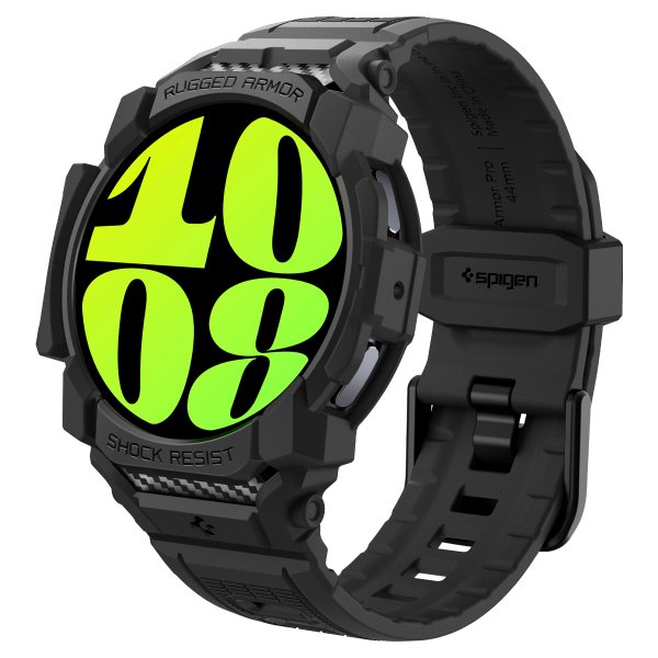 Spigen Samsung Galaxy Watch 7 44mm Armbånd og Skal Rugged Armor Pro Mat Sort
