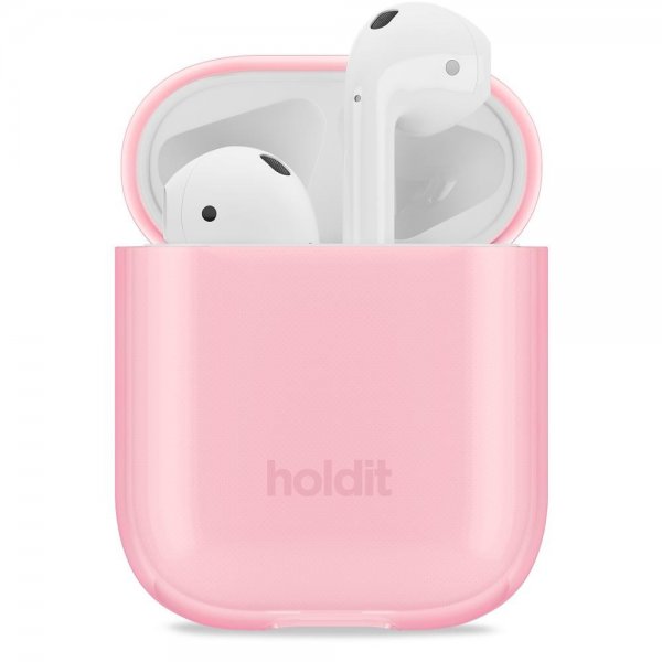 holdit AirPods 1/2 Cover Gennemsigtig Bright Pink