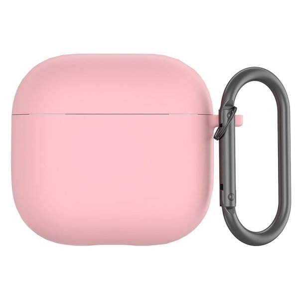AirPods 4 Cover i Silikone med Karabinhage Lyserød