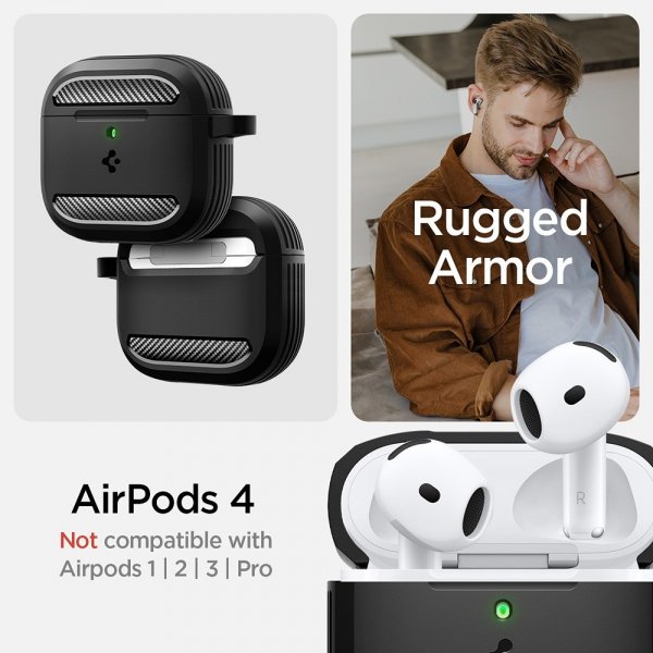 Spigen AirPods 4 Cover Rugged Armor Mat Sort